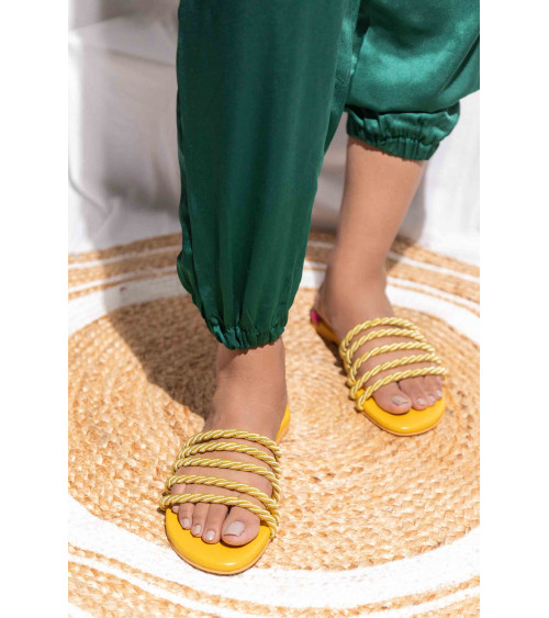 Shop Dori Flat Sandals Online in India | Sun Yellow | The DIYverse