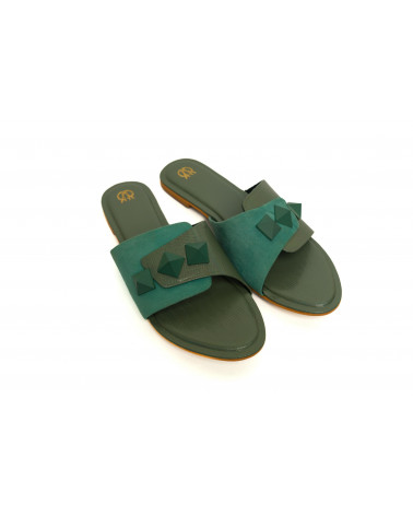 Fashion Khufu Green Flats for Women | Double Cushioning for Comfort