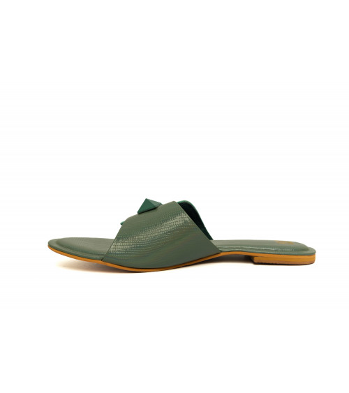 Fashion Khufu Green Flats for Women | Double Cushioning for Comfort