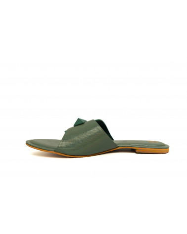 Fashion Khufu Green Flats for Women | Double Cushioning for Comfort