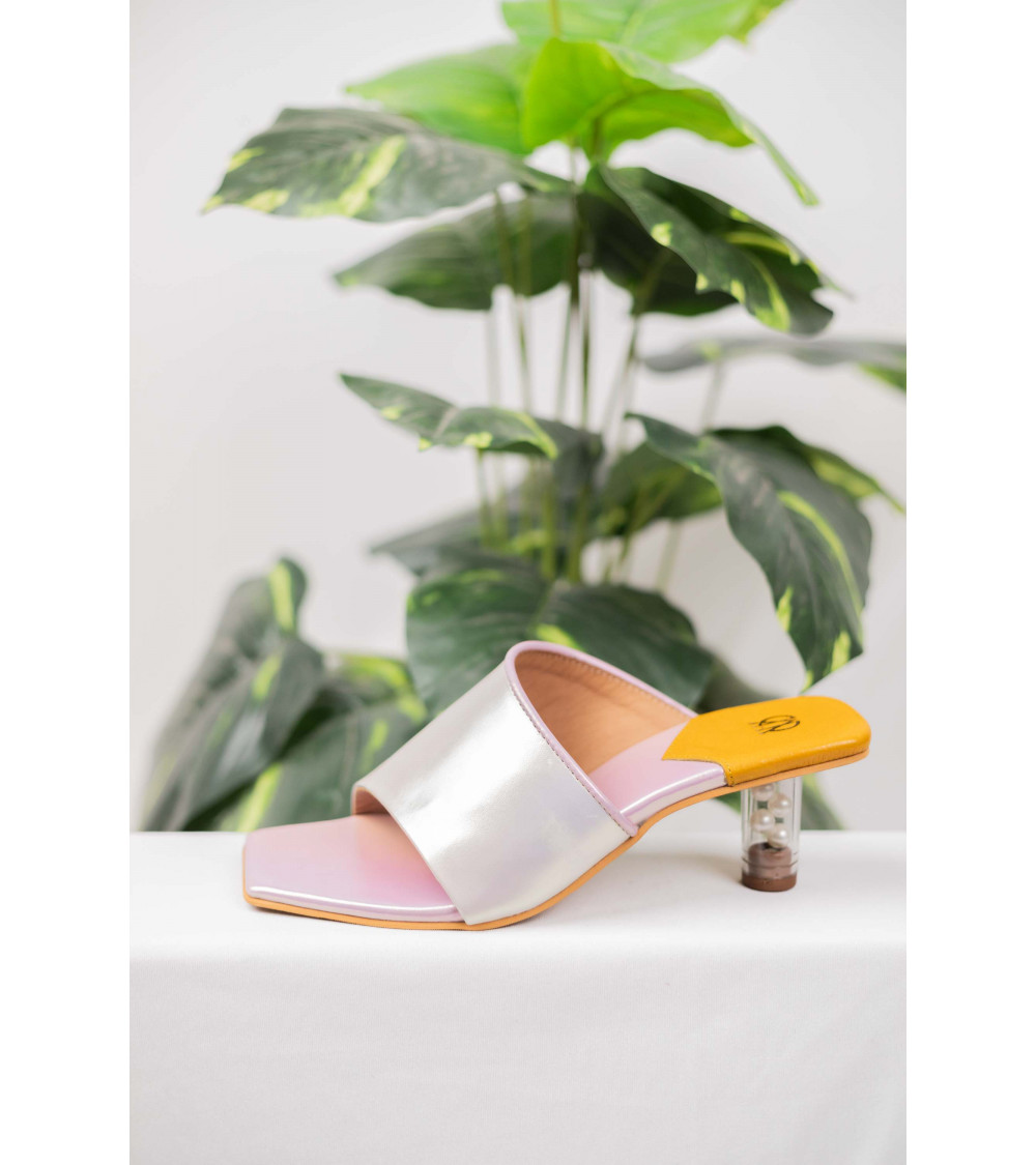 Rosate Heel Sandal for Women| Transparent Heels with Pearl Inside